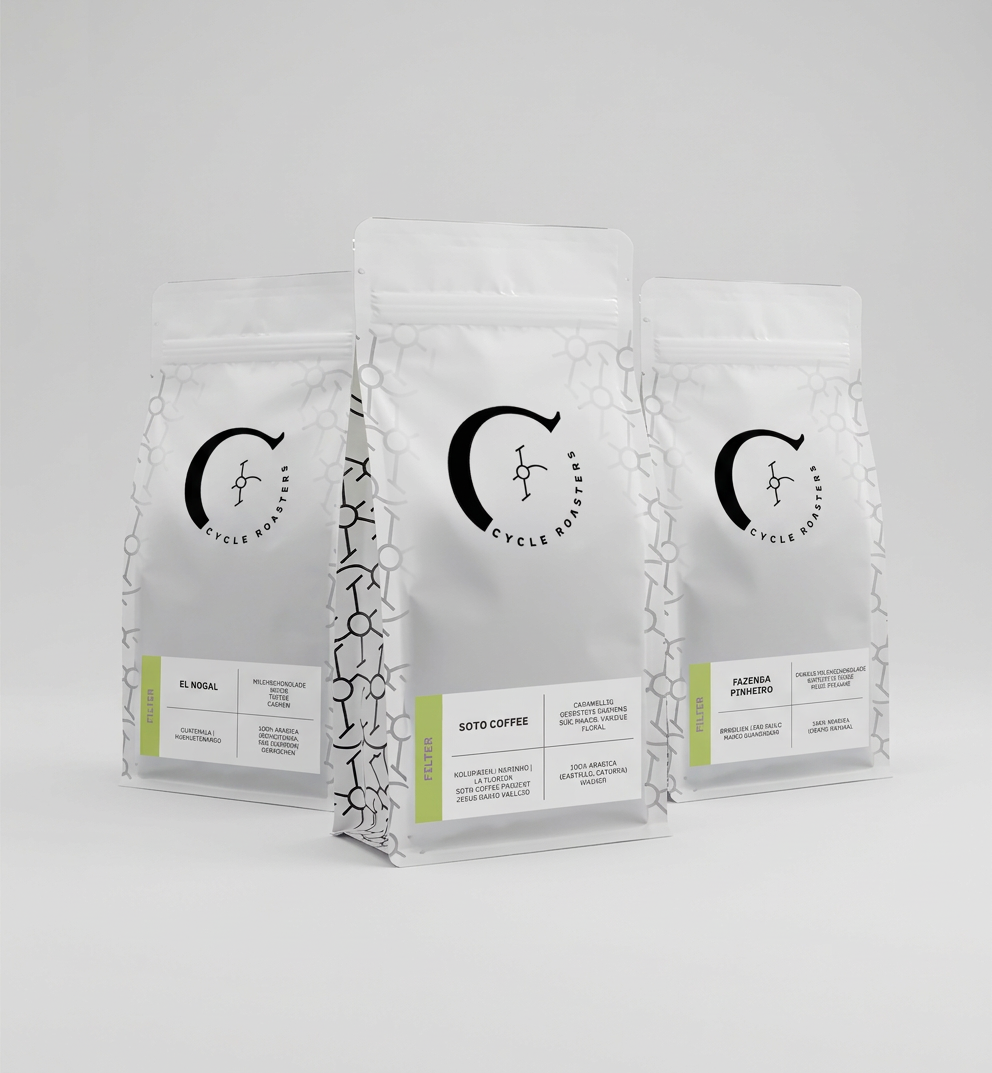 Filterkaffee Probierset von Cycle Roasters: Fazenda Pinheiro, El Nogal und Soto Coffee