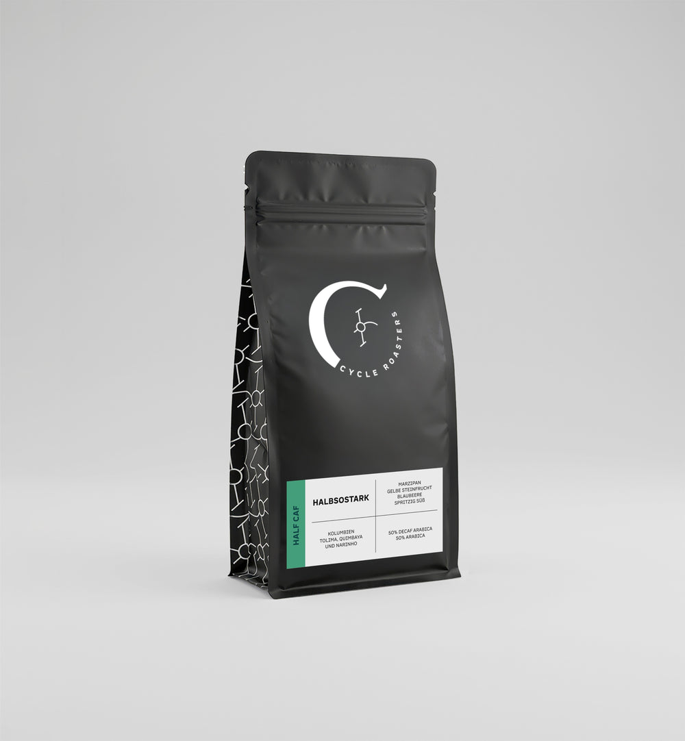 Kaffeetüte Halbsostark von Cycle Roasters, Specialty Coffee mit weniger Koffein
